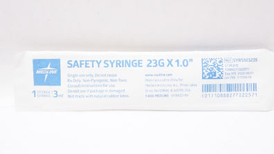 Medline SYRS103235 Safety Syringe 23G x 1.0inch, 3ml